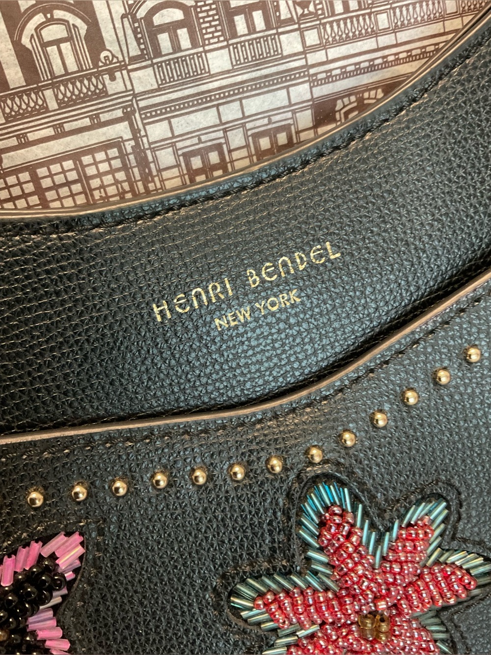 Henri Bendel West 57th Embellished Floral Appliqué Crossbody Hobo - Picture 2 of 16